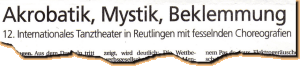 Akrobatik, Mystik, Beklemmung